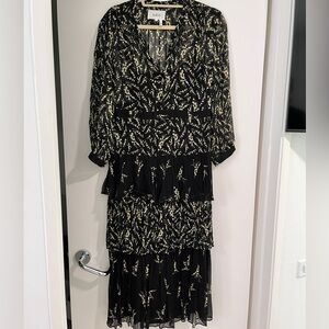 BA&SH Fall Season Maxi Dress in Black and Yellow